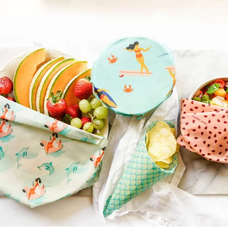Reusable Food Fresh Keeping Cloth Organic Storage Natural Food Grade Beeswax Food Wrap Eco Friendly Kitchen Food Packaging Paper