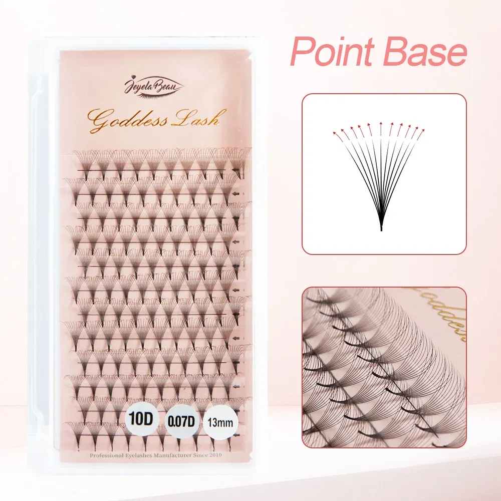 Color: Clear, Curl: C, Thickness: 0.07mm, Length: 10mm - Goddess Premade Volume Fans 5D 6D 10D 12D 16D 20D MIX Individual Lashes  Pre Made Russian Volume Fan Eyelash Extension Faux Mink
