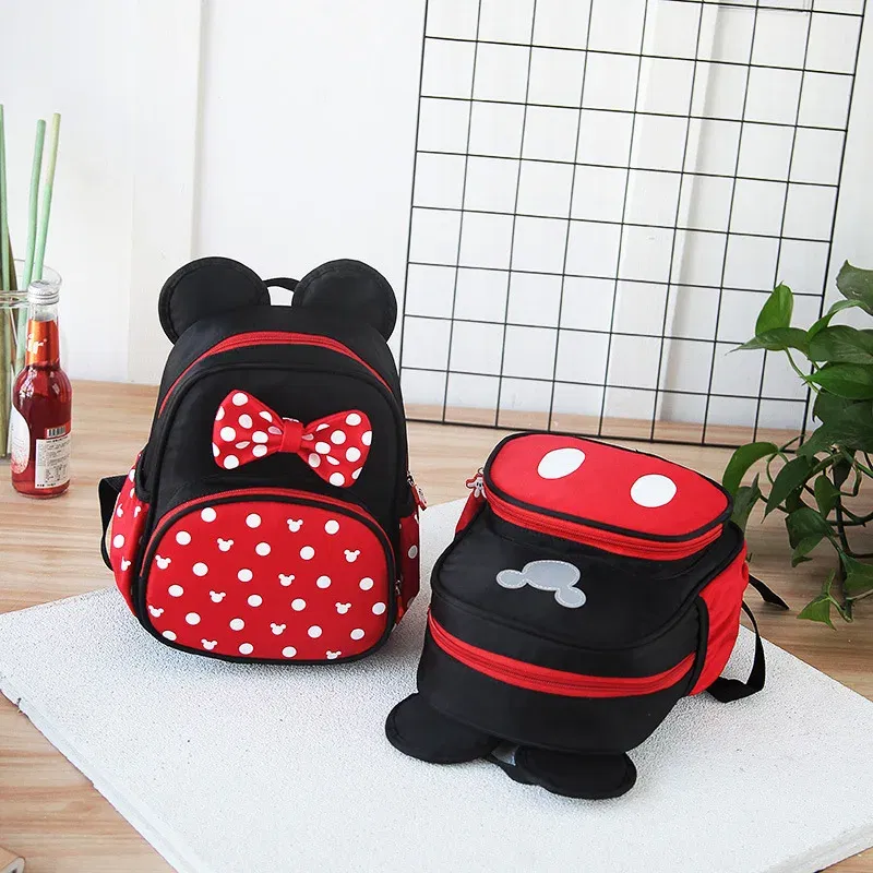 Color: Beige - 2024 Disney Mickey&Minnie Children Schoolbag Kids Backpack Kindergarten School Bags Baby Girls Boys Backpacks