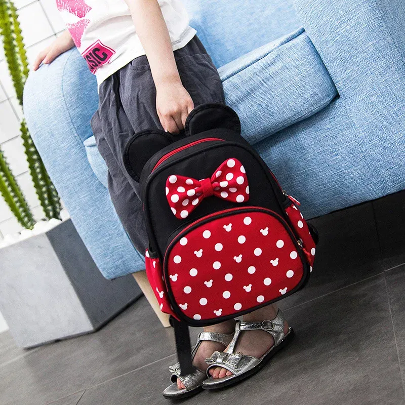 Color: Beige - 2024 Disney Mickey&Minnie Children Schoolbag Kids Backpack Kindergarten School Bags Baby Girls Boys Backpacks