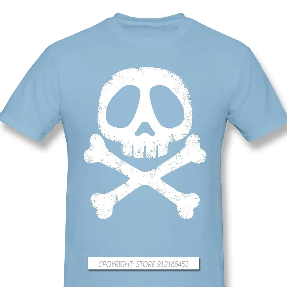 Color: SKY BLUE, Size: M - Cool Black TShirt Space Pirate Captain Harlock Arcadia Kei Yuki Anime Homme T-Shirts Tee Pure Cotton Oversize Short Sleeve