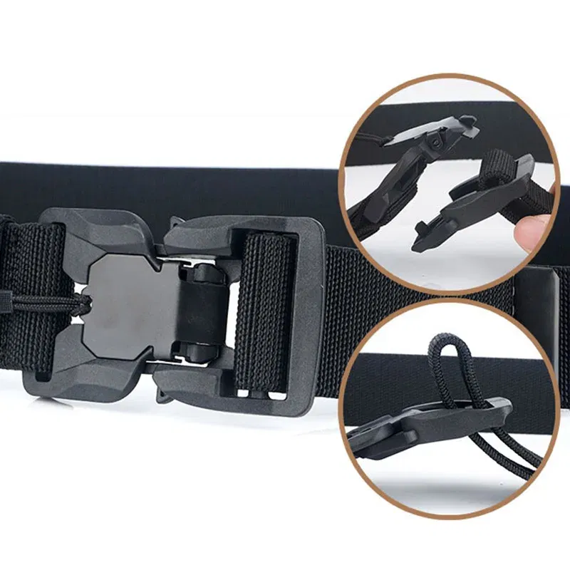 Color: Dark Khaki, Belt Length: 125cm, Ships From: CHINA - Military Nylon Tactical Belt for Men Women Unisex Magnetic Quick Release Buckle Army Outdoor Training Waist Belts Strap Nylon
