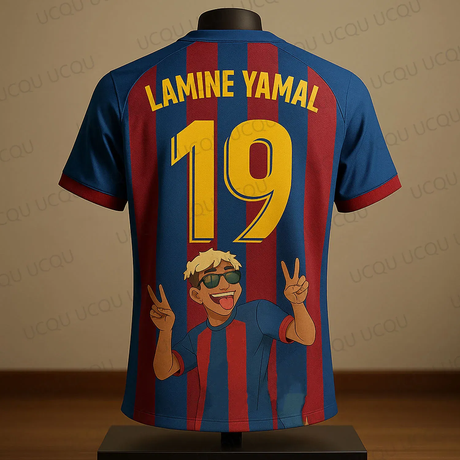 Color: Blue, Kid Size: 13T - Lamine Yamal #19 Cartoon Football Jersey 3D Printed Shirt Fanwear Limited Edition Streetwear Style