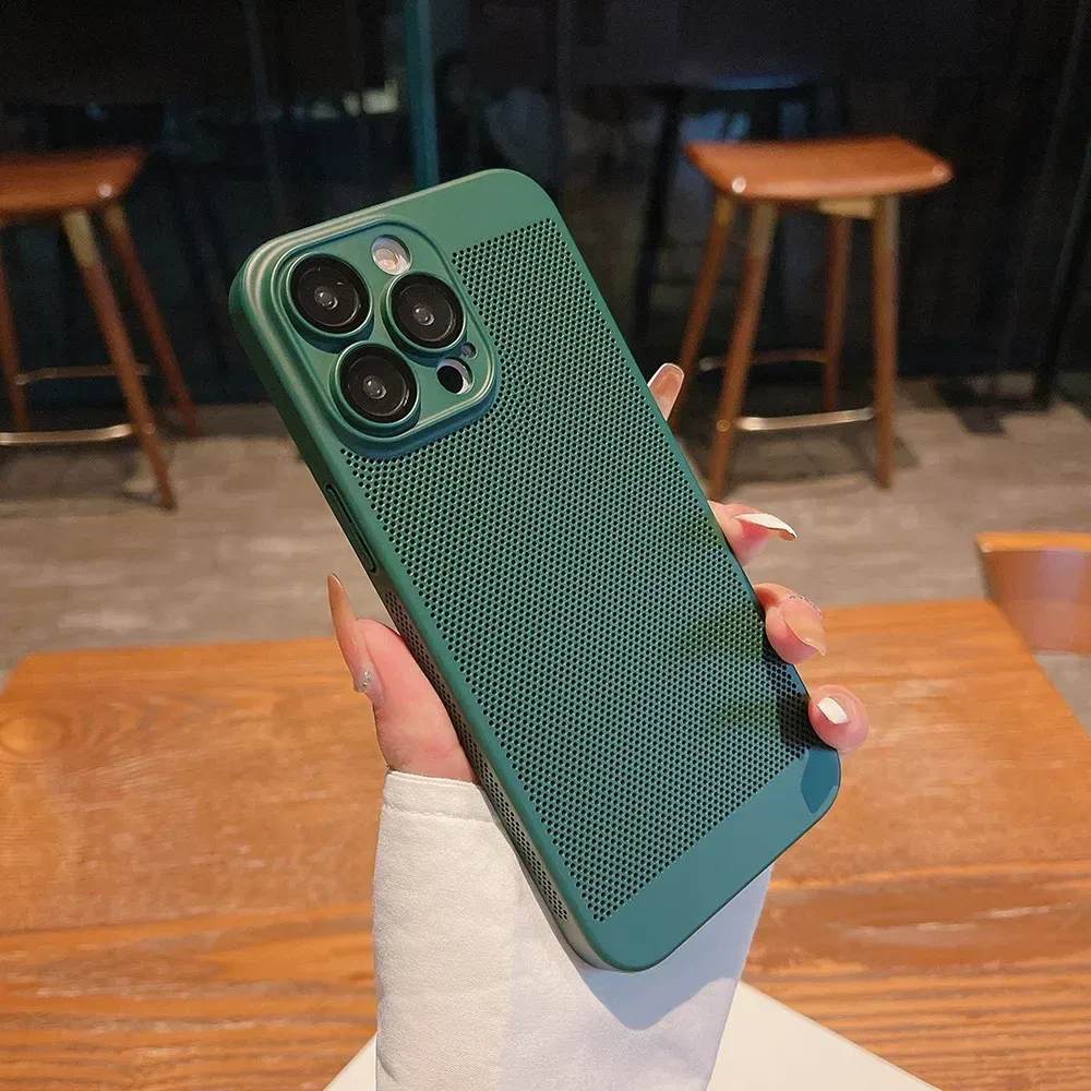Color: Khaki, Compatible-Phone Models: For iPhone 12 Mini, Ships From: CHINA - Breathable Heat Dissipation Cooling Case For iPhone 16 Pro Max 15 14 13 12 11 PC Hard Back Cover