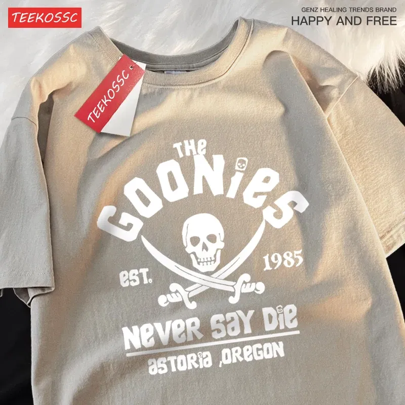 Color: green, Size: S - The Goonies Never Say Die T Shirts Men Women Comfortable Crewneck Tshirt Breathable Cotton T Shirts Street Loose Couple Clothing