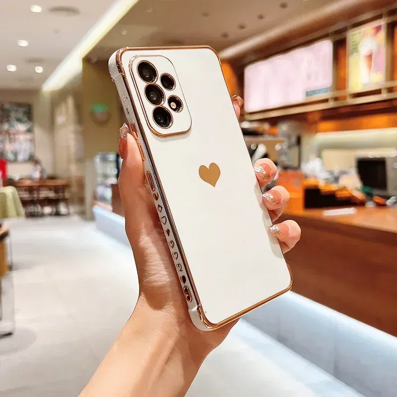 Color: MULTI, Compatible-Phone Models: For iPhone 15 Plus, Ships From: CHINA - Electroplating Side Love Heart Phone Case For Samsung Galaxy S25 Ultra S24 S23 S22 A16 A55 Protect Lens Shockproof Back Cover