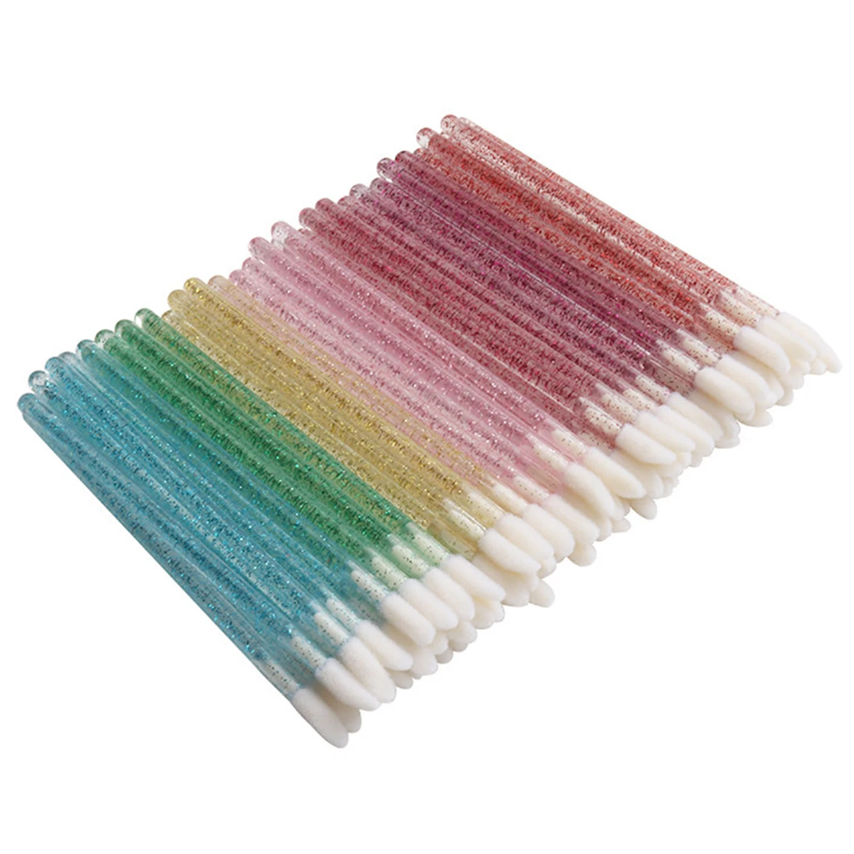 Handle Color: Yellow - 100/300PCS Disposable Lip Brush Makeup Brushes Lipstick Applicator Wands Wholesale Eyelashes Extension Tool Beauty Accessories