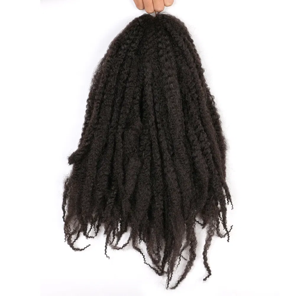 Color: #4, Stretched Length: 18inches, Bulk Buy: 3Pcs/Lot - 18 Inch Synthetic Marley  Twist Braiding Hair Afro Kinky Curly Crochet Hair for Faux Locs Long Springy Twist Hair Extensions
