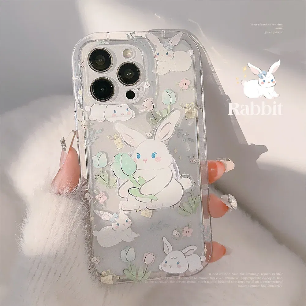 Color: Brown, Compatible-Phone Models: For Samsung Galaxy S24 - Cute Cartoon Bunny Print Phone Case for Samsung Galaxy 24 23 22 21 20 Plus Ultra FE A73 A72 A71 A52 A51 A32 Note 20 Airbag Funda