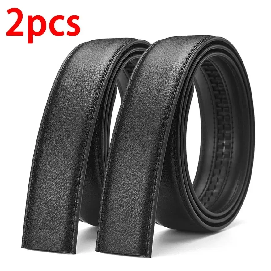 Color: green, Belt Length: 120cm - 2Pcs Men's Belt Fashion Without Buckle High End Belts Black Soft PU Leather Men Belts Body No Buckle Strap