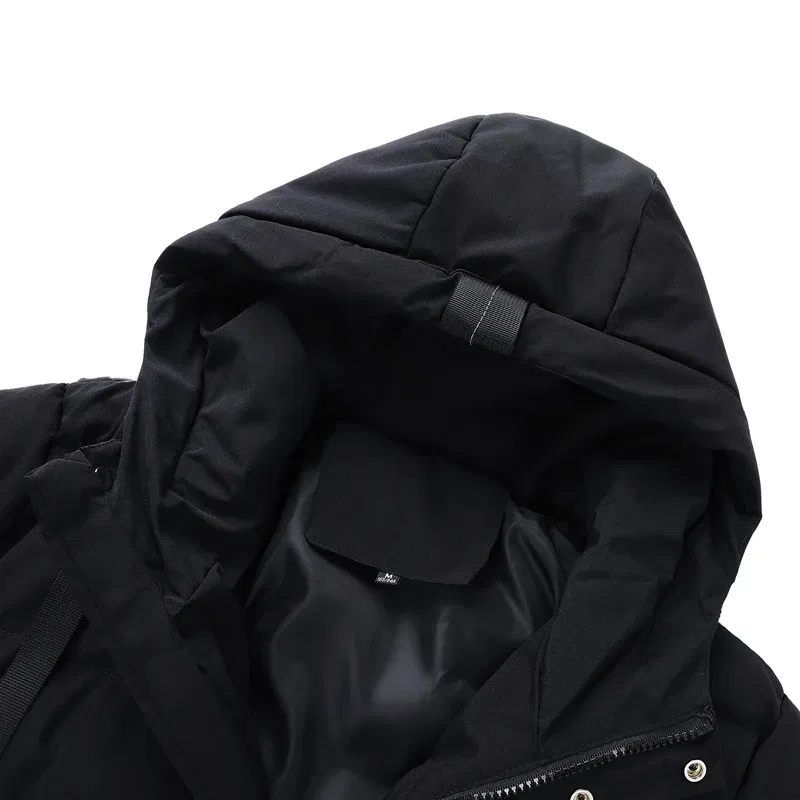 Color: black, Size: XL - 7xl Plus Size Padded Parkas Men Thick Warm Coats Solid Warm Cotton Long Coats Windbreaker Winter Outerwear 6xl Thermal Jacket