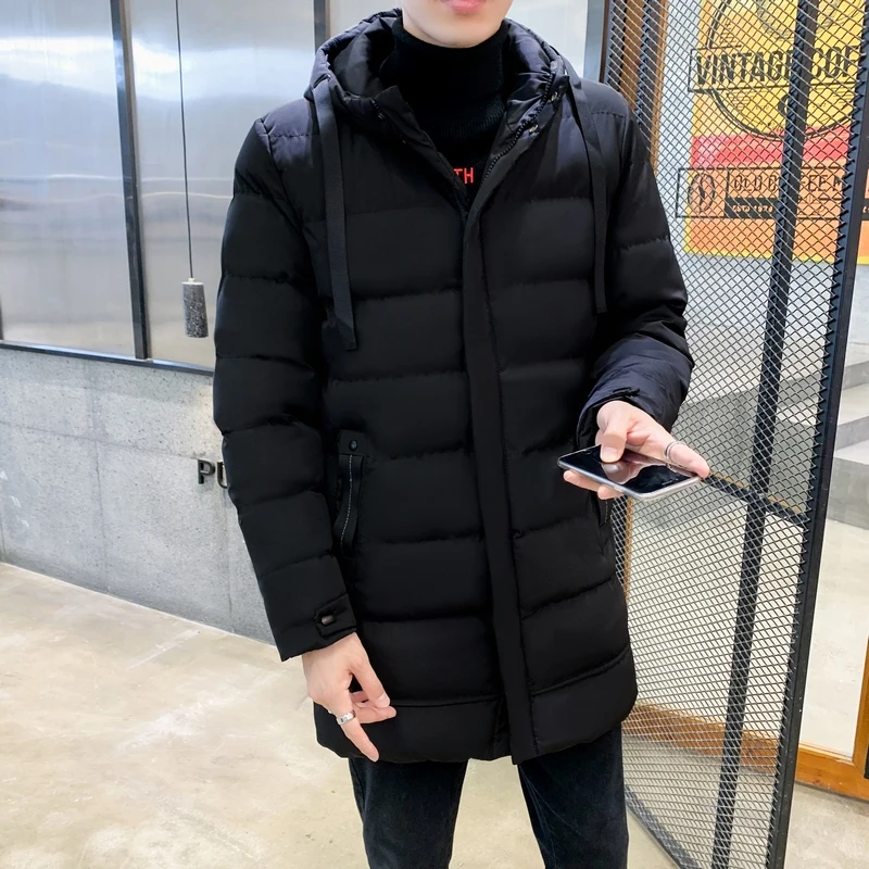 Color: black, Size: XL - 7xl Plus Size Padded Parkas Men Thick Warm Coats Solid Warm Cotton Long Coats Windbreaker Winter Outerwear 6xl Thermal Jacket