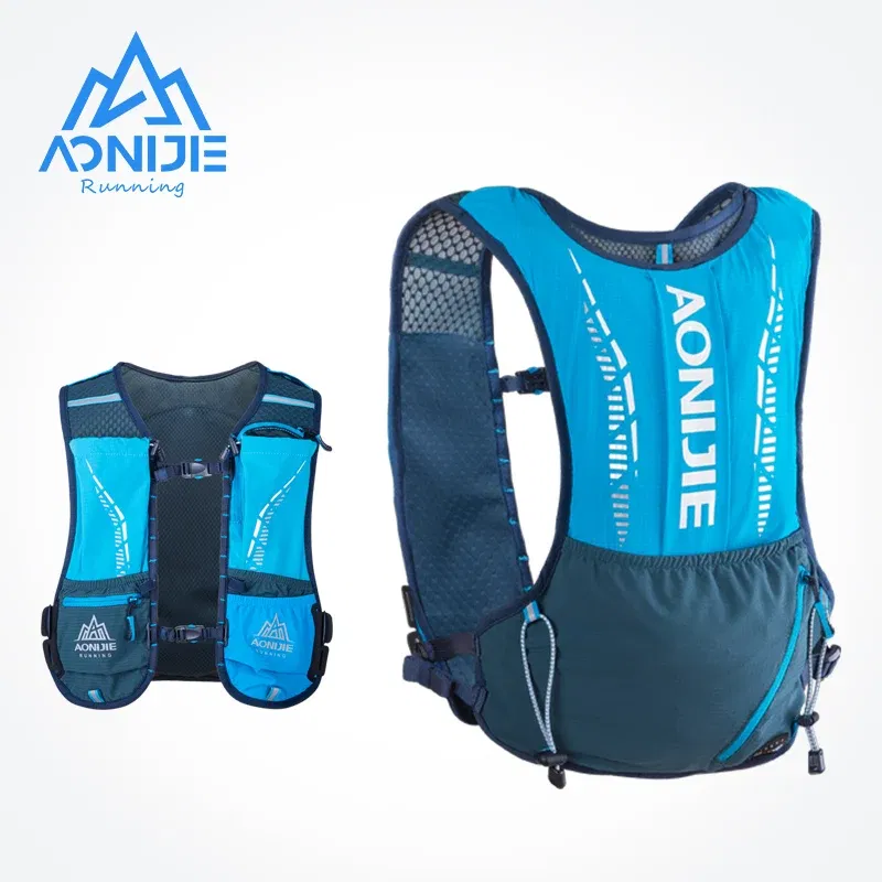 Color: silver color - AONIJIE C9102S Ultra Vest 5L Hydration Backpack Pack Bag Soft Water Bladder Flask Set For Hiking Trail Running Marathon Race