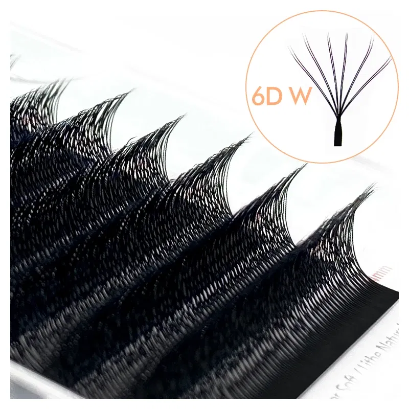 Color: Brushed Brass, Curl: C, Thickness: 0.07mm, Length: MIX - NATUHANA 3D 4D WW  Shaped Eyelash extensions 0.07mm C D L LU Curl Premade Fans Faux Mink Volume Lashes Korean Make Up Tool