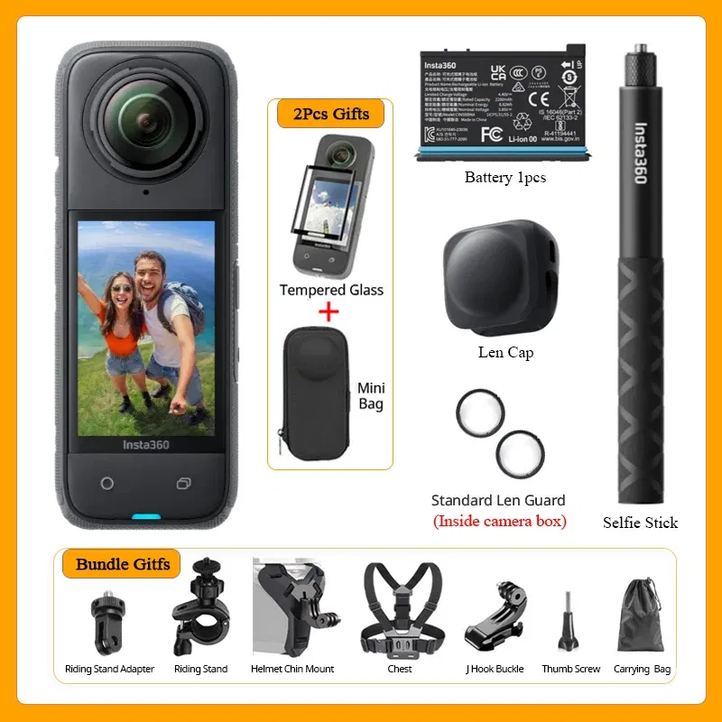 Bundle: Bundle1, Color: black, Ships From: CHINA - Top Insta360 X4 Now arrival 8K Waterproof 360 Action Camera, 4K Wide-Angle Video 2290mAh Battery Insta360 X4 Sport Camera