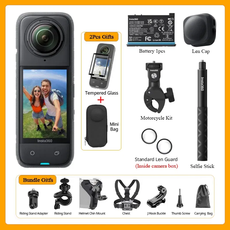 Bundle: Bundle1, Color: black, Ships From: CHINA - Top Insta360 X4 Now arrival 8K Waterproof 360 Action Camera, 4K Wide-Angle Video 2290mAh Battery Insta360 X4 Sport Camera