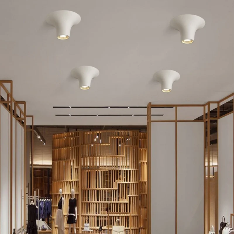 Body Color: Brown, Emitting Color: Warm White - Recessed Gypsum COB Downlight Ceiling Lamp Borderless LED Living Room Bedroom Anti-Glare Plaster Spotlight AC110V/220V 10W