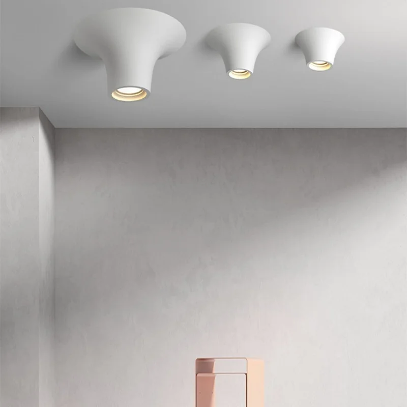 Body Color: Brown, Emitting Color: Warm White - Recessed Gypsum COB Downlight Ceiling Lamp Borderless LED Living Room Bedroom Anti-Glare Plaster Spotlight AC110V/220V 10W