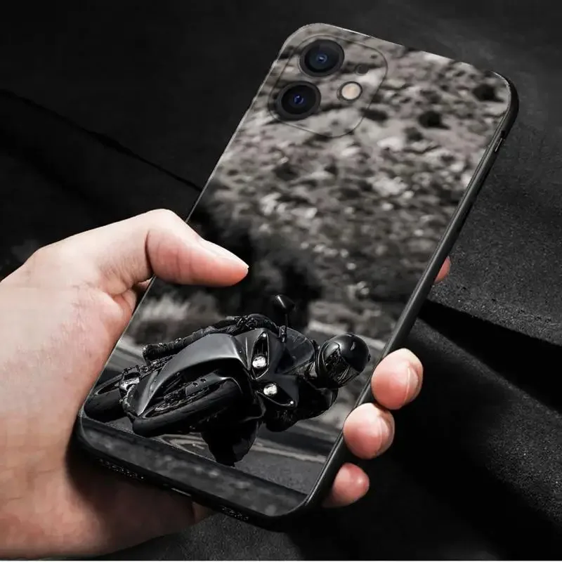 Color: GRAY, Material: Nylon - Moto Cross Motorcycle Sports Phone Case For iPhone 16 15 14 13 12 11 Pro Max XS X XR Plus Mini Luxury Black Soft Cover Funda