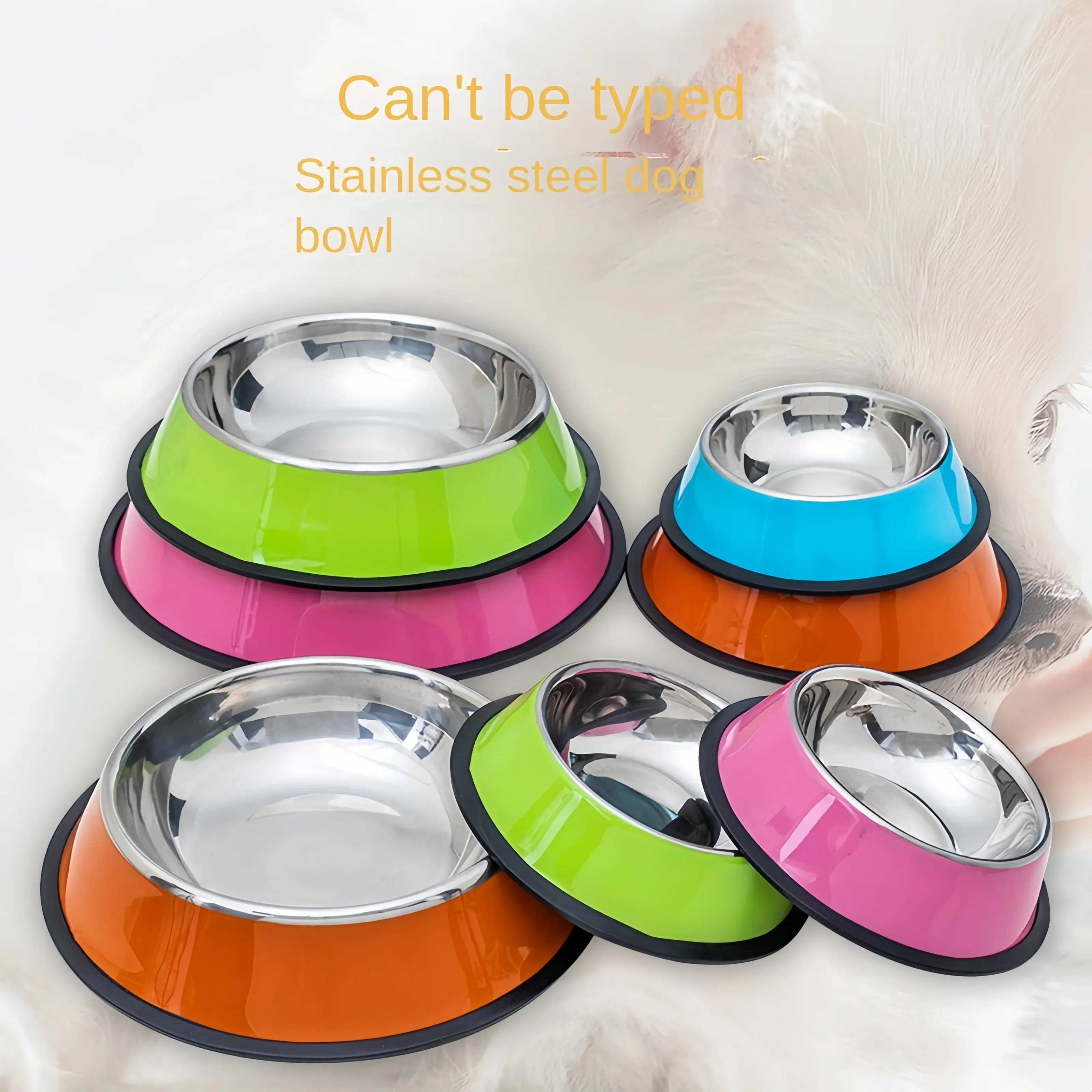 Color: Green, Size: L - Pet Dog Cat colours Stainless Steel Bowl Pet Feeding Bowl Cat and Dog Drinking Bowl Metal Feeder Bowl Durable Easy To Clean bowl