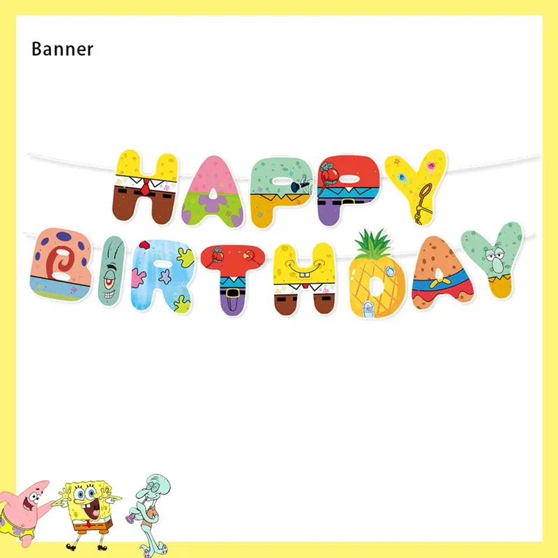 Color: Dark Khaki - SpongeBob Party Decorations Disposable Tableware Cup Baby Shower Birthday Theme Plate Tablecloth Kids Birthday Party