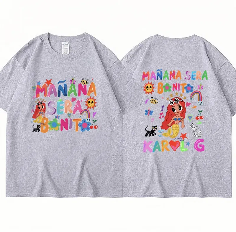 Color: Gold, Size: L - Limted Karol G Manana Sera Bonito T Shirts Fashion Harajuku Hip Hop T-Shirt Unisex Casual Breathable Cotton Oversized Tee Shirt
