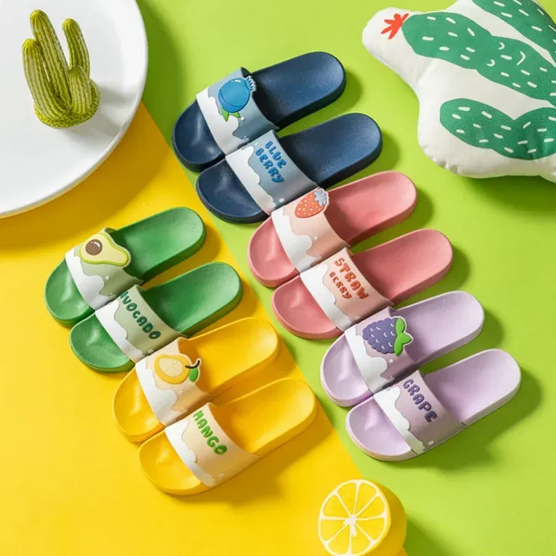 Color: black, Shoe Size: 3.5 - New Shoes for Women PVC Slippers Fashions Cartoon Fruit Sandals Flip Flops Summer Casual Beach Home Bath Thick Non-Slip Slippe