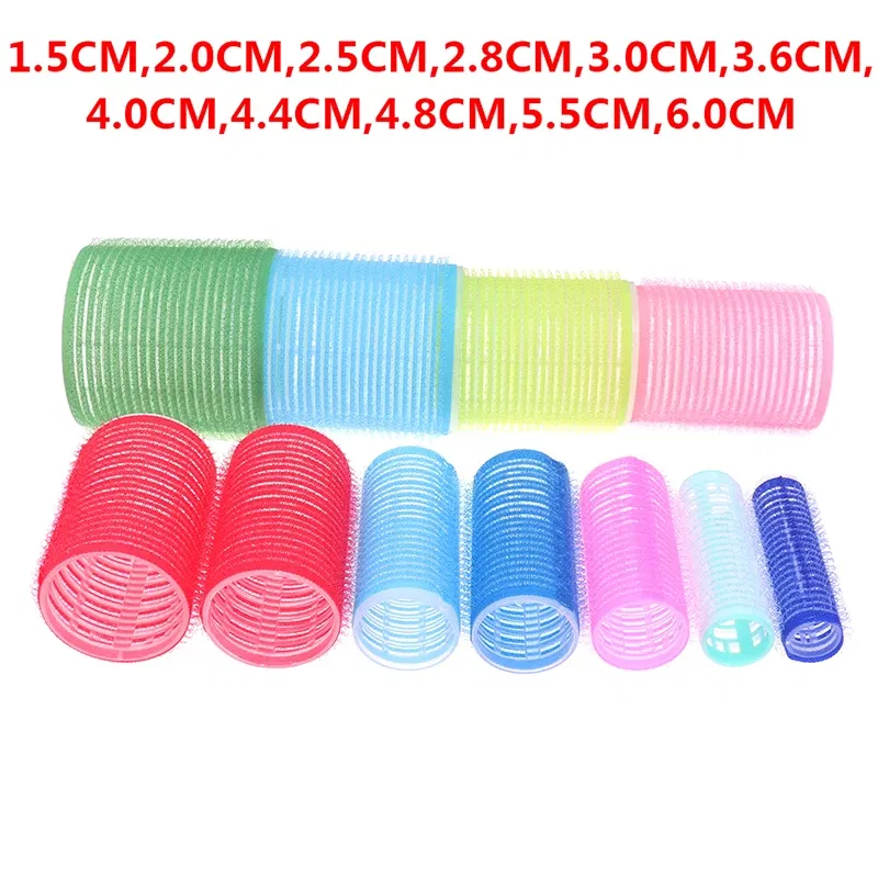 Color: GRAY - 6 Pcs Hairdressing Home Use DIY Magic Large Self-Adhesive Hair Rollers Styling Roller Roll Hair Curler Beauty Tool 10 Size