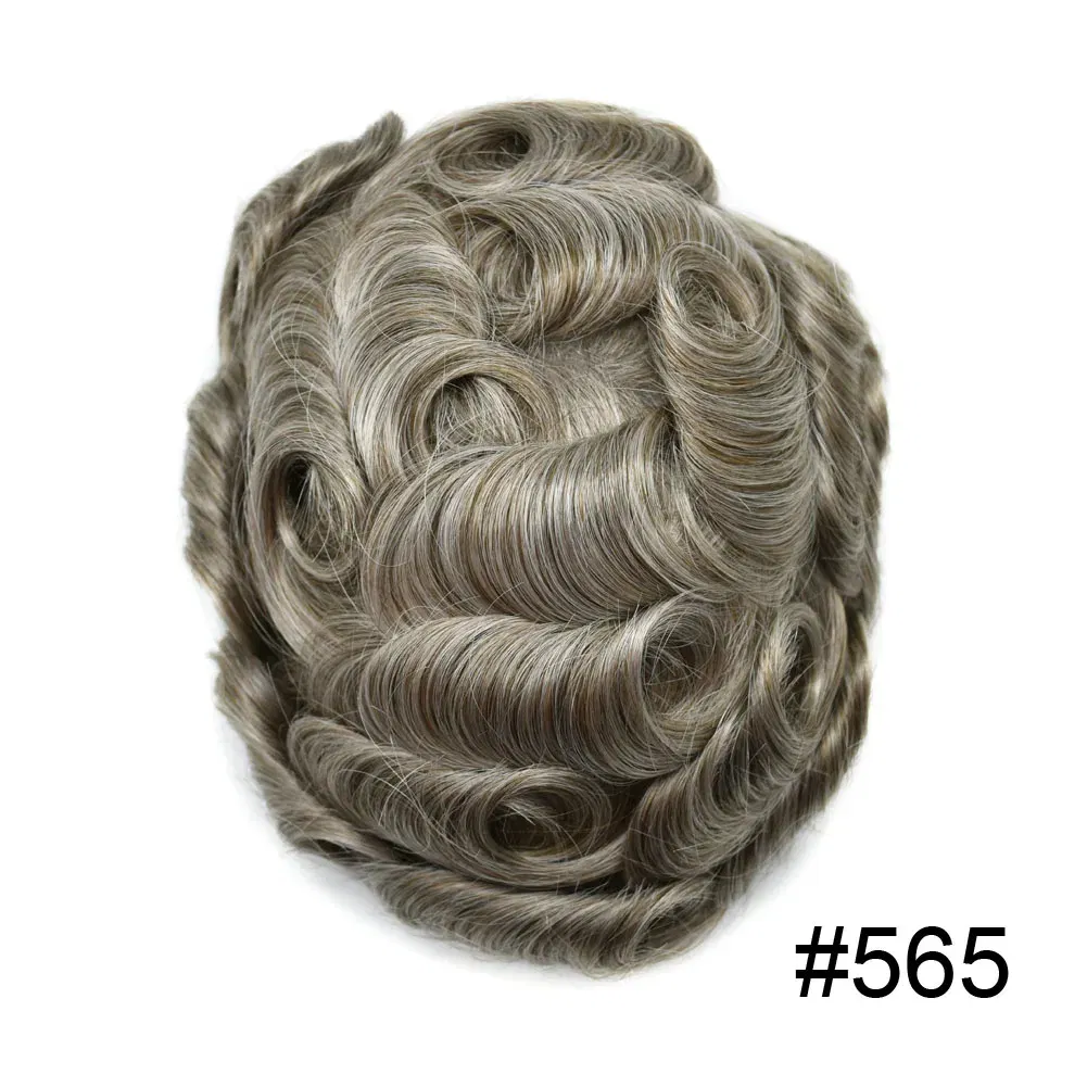 Toupee Color: 565#, Toupee Density: 100%, Length: 6 inches, Ships From: CHINA, Toupee Size: 8x10 - Men Toupee Hair Systems Ultra Thin Skin 0.06MM V-LOOP Capillary Prosthesis Invisible Hairline Real Human HairPieces Hair Units