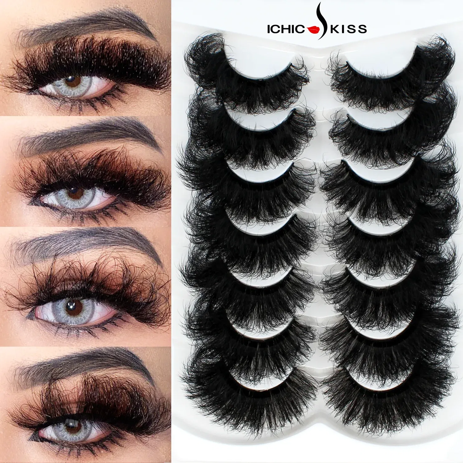 Color: Brushed Chrome, Ships From: CN - 7 Pairs Fluffy False Eyelashes, Naturally Soft & Thick 9D Faux Mink Eyelashes , Enhance Eye Makeup