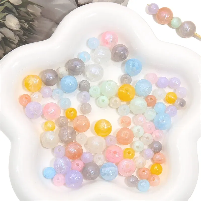 Color: WHITE, Ships From: CN - 20/50pcs 8/12mm Acrylic Round Pearl Luster Beads for Earring Necklace Keychain DIY Jewelry Making