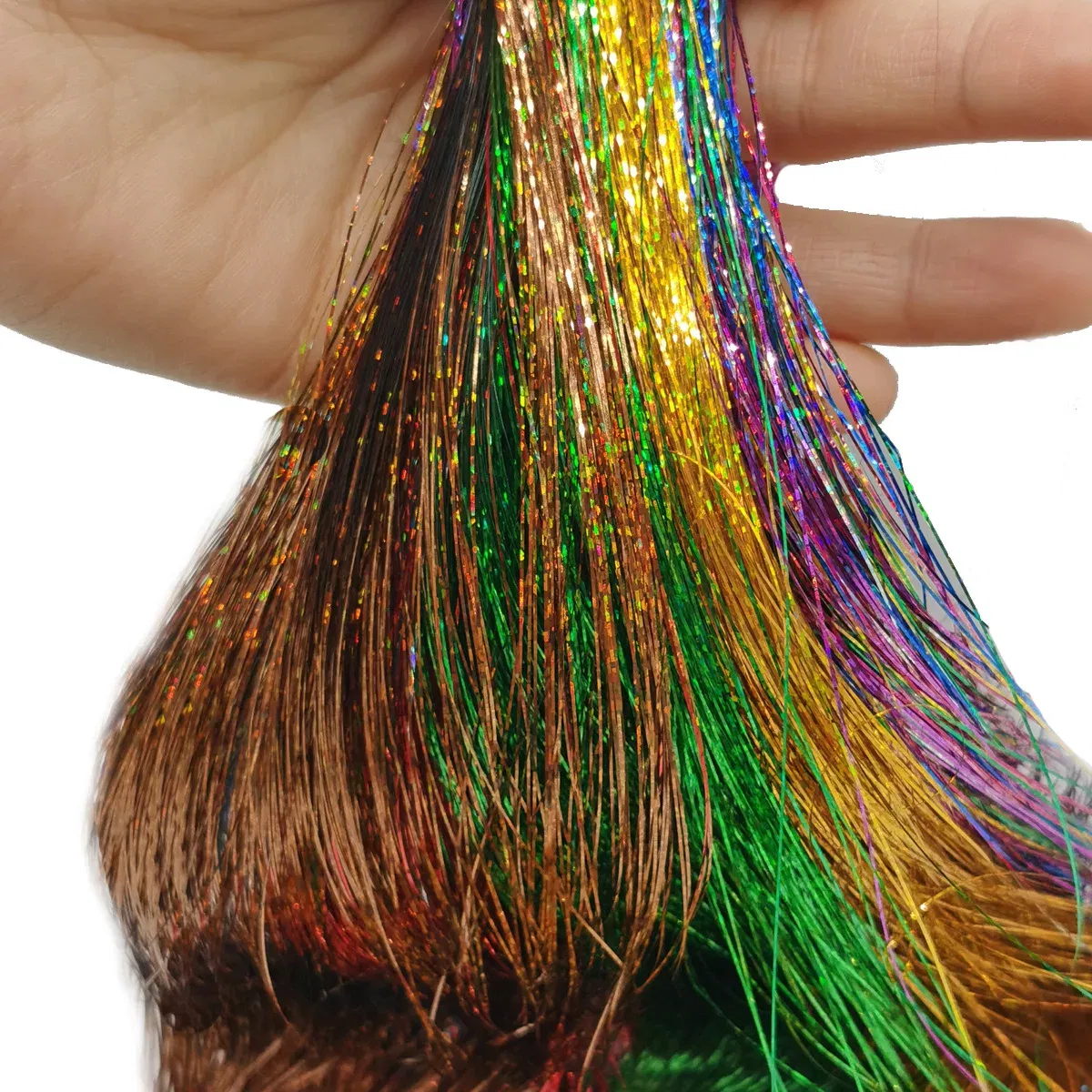 Color: #6, Stretched Length: 24inches - 48 Inch Hair Tinsel Kit With Tool 1200 strands Tinsel Hair Extensions 12 Colors Fairy Hair Tinsel, Sparkling Shiny Hair Tinsel