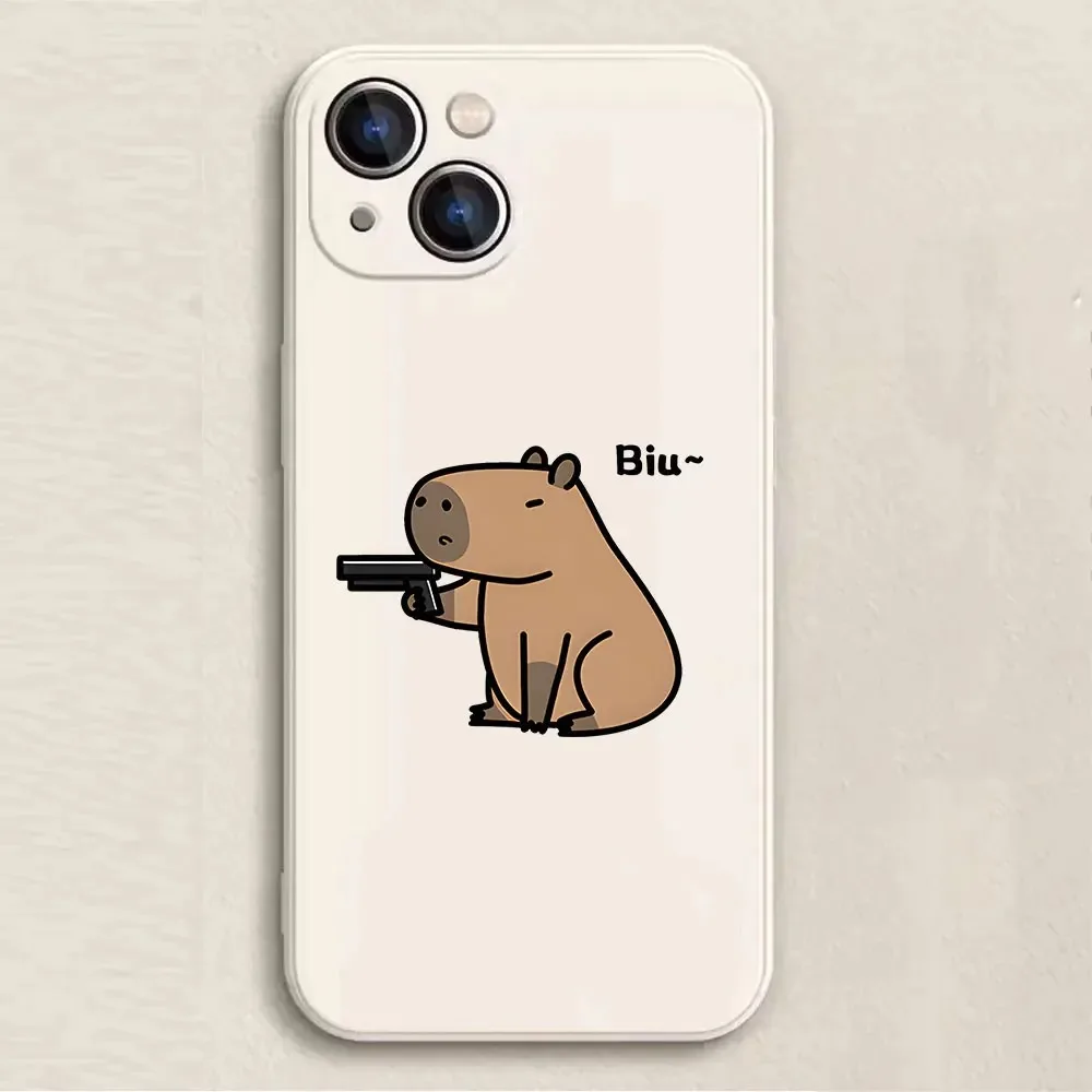 Color: Brown, Material: Leather - Cartoon Animal Capybara Phone Case For Samsung Galaxy S10 S20 S21 S22 S23 S24 FE Plus Ultra Note 20 Couple Paired Silicone Cover