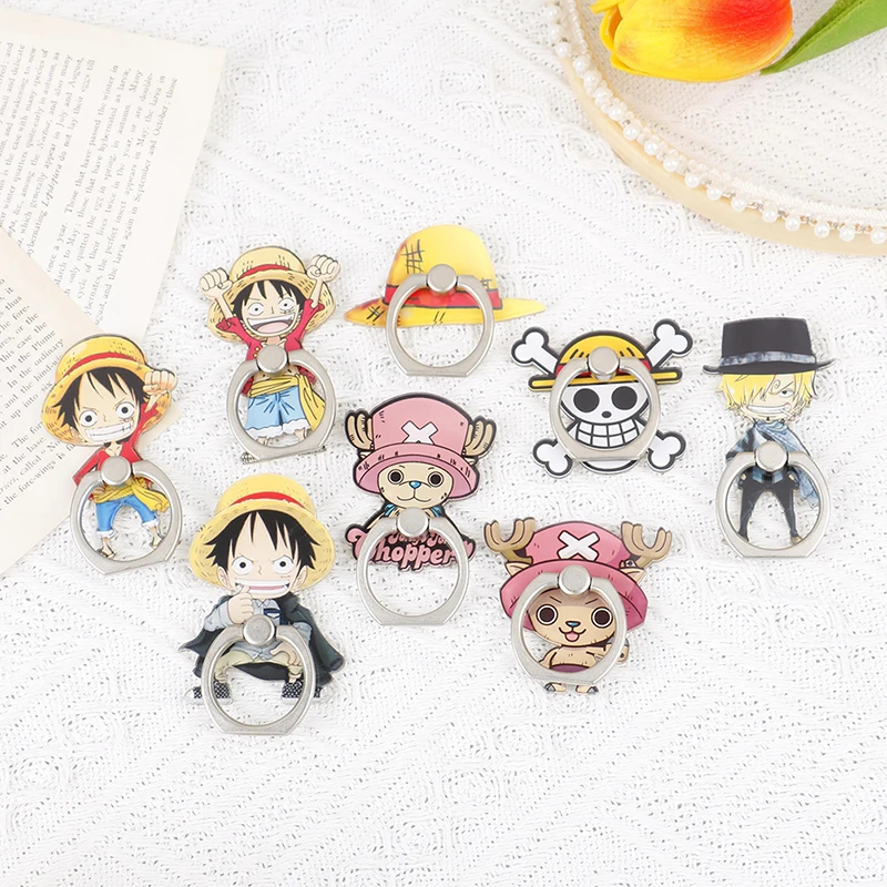 Color: WHITE - Anime One Piece Mobile Phone Stand Holder Finger Ring Chopper Luffy Phone Ring Buckle Bracket For IPhone Huawei Xiaomi All Phone