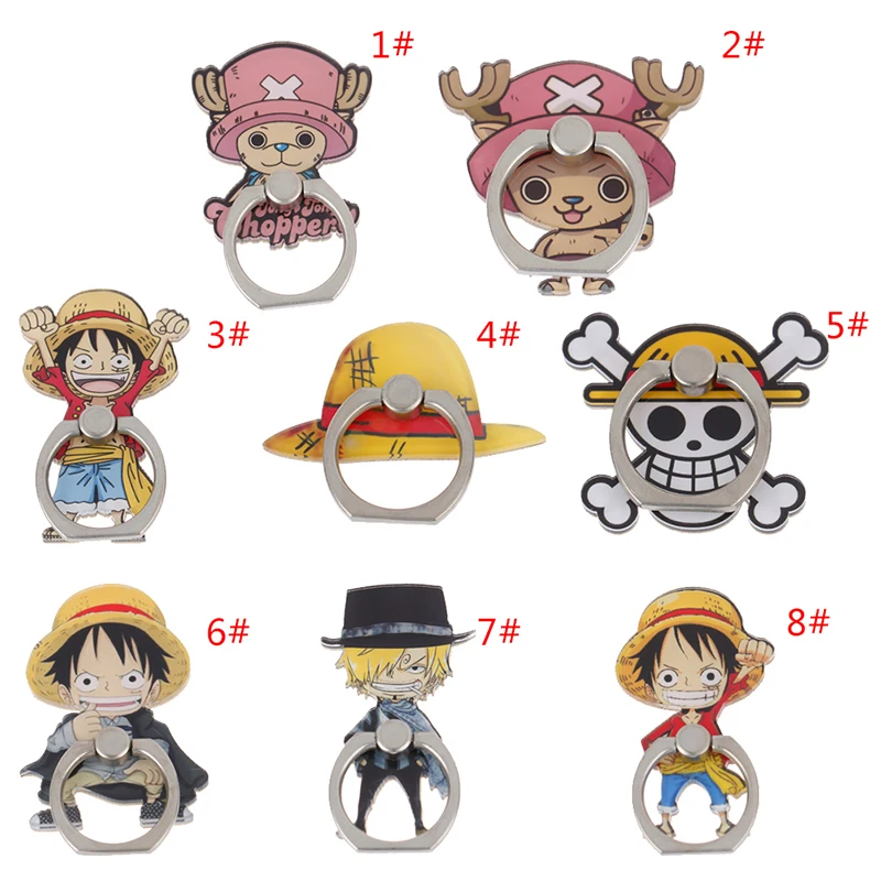 Color: WHITE - Anime One Piece Mobile Phone Stand Holder Finger Ring Chopper Luffy Phone Ring Buckle Bracket For IPhone Huawei Xiaomi All Phone