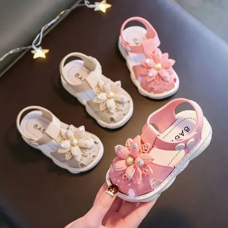 Color: Blue, Shoe Size: 1.5 - Solid Bow Children's Summer Shoes Cute PVC Beach Non Slip Sandals For Baby Girls Footwear Soft Infant Kids Fashion Sandals