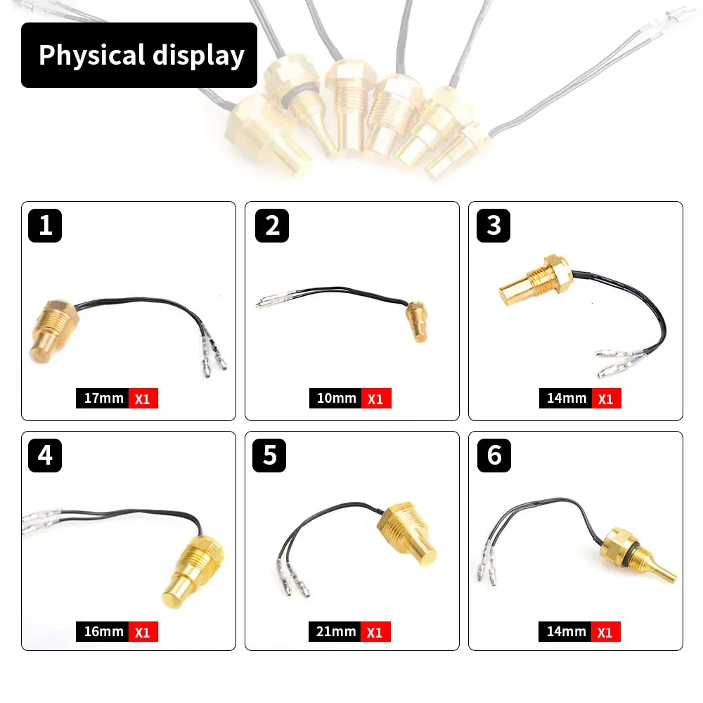 Color: Orange - 12V/24V Universal Water Temperature Sensor For Water Temperature Gauge 10MM 14MM 16MM 17MM 21MM 1/8 3/8 1/2