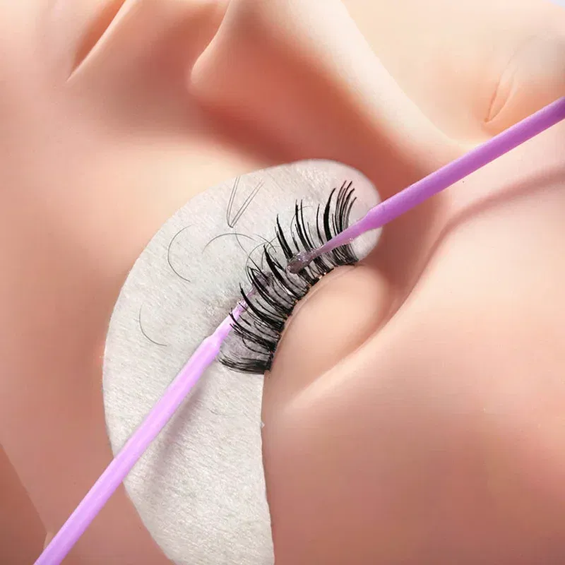 Color: GRAY - 500pcs/lot Eyelash Extension Cleaning Swabs Lash Lift Glue Remover Applicators Microblade Makeup Micro Brushes Tool