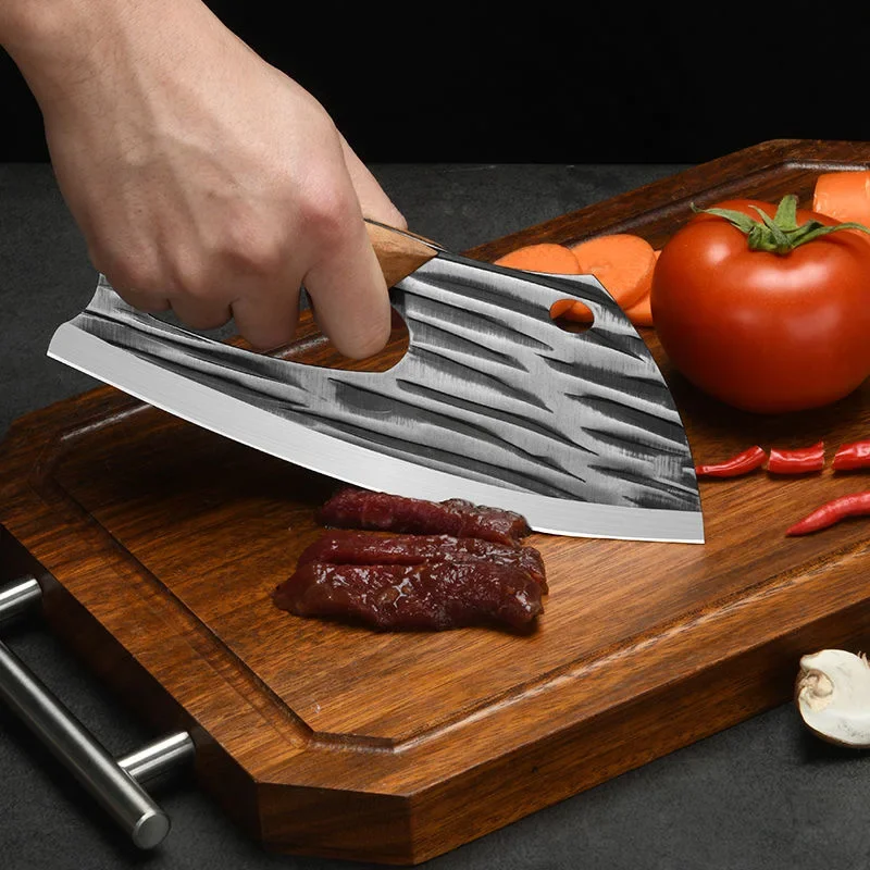 Color: grey - New Effort Saving Kitchen Chef Knife Boning Knife Stainless Steel Handmade Forged Knife Household Vegetable Knife Chopper Knife