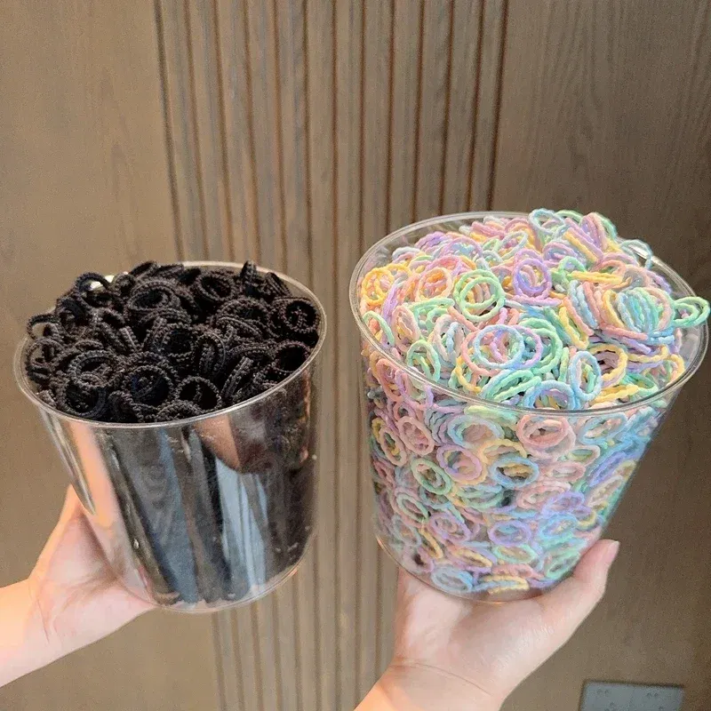 Color: GRAY - [50Pcs/lot] Baby Rubber Band Does Not Hurt The Hair Small Thumb Ring High Elastic Thread Toddler Seamless Scrunchies Set
