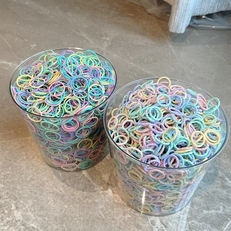 Color: GRAY - [50Pcs/lot] Baby Rubber Band Does Not Hurt The Hair Small Thumb Ring High Elastic Thread Toddler Seamless Scrunchies Set
