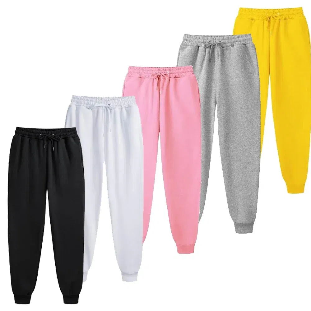 Color: Beige, Size: L - Men's Casual Sweatpants Fleece Sports Pants Unisex Fashion Solid Loose Trousers Streetwear Autumn Winter Jogging Fitness Pants