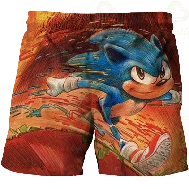 Color: Blue, Kid Size: 4T - New Anime Kids Sonic Shorts Fashion Boys Girls Clothes Harajuku Cute Baby Cartoon Casual Summer Boy Boy Beach Pants