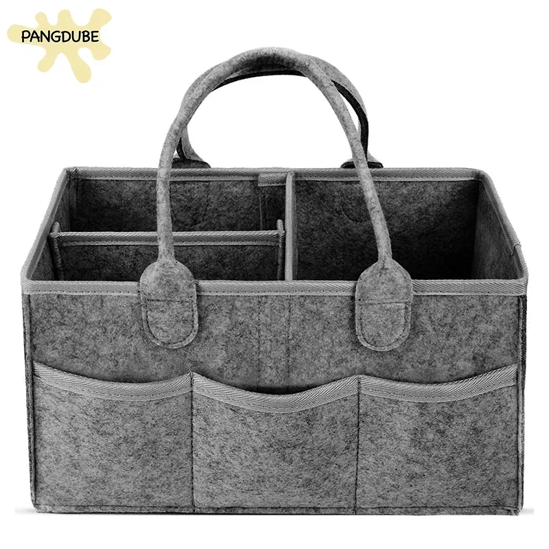 Color: GRAY - Multifunctional Felt Diaper Bags Baby Newborn Things Nursery Organizer Diaper Stackers & Caddies Diaper Pouch Large Storage Bag