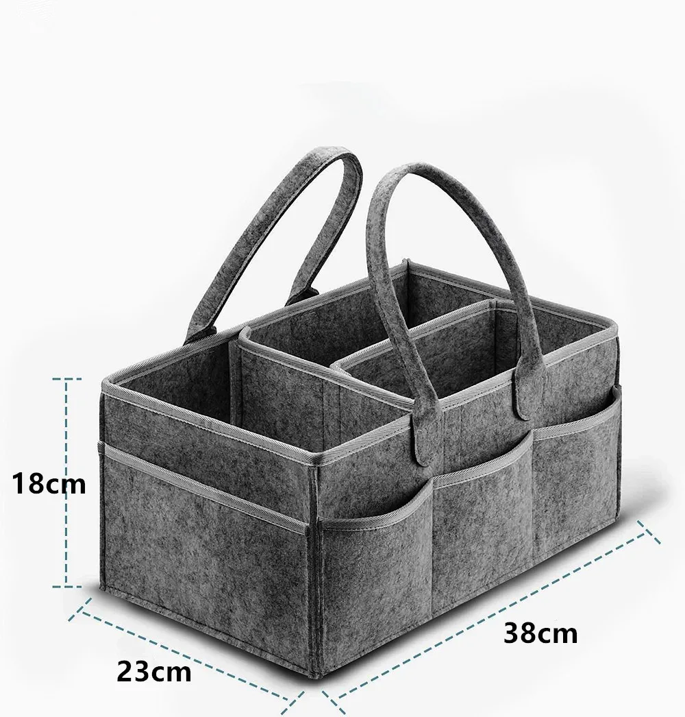 Color: GRAY - Multifunctional Felt Diaper Bags Baby Newborn Things Nursery Organizer Diaper Stackers & Caddies Diaper Pouch Large Storage Bag