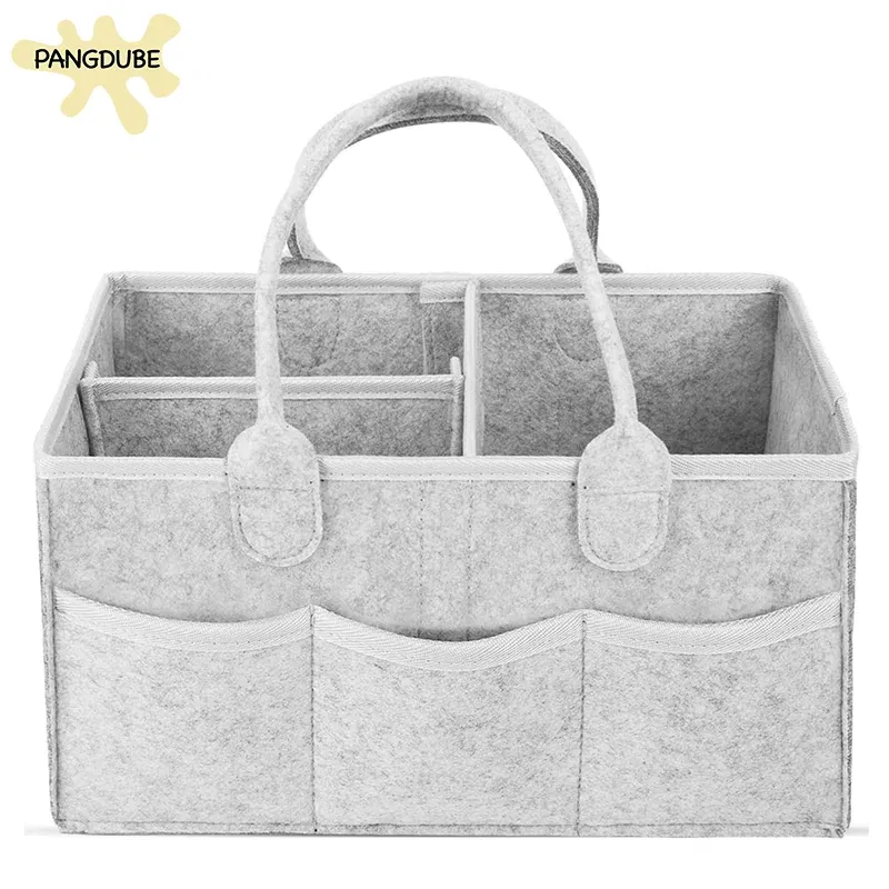 Color: GRAY - Multifunctional Felt Diaper Bags Baby Newborn Things Nursery Organizer Diaper Stackers & Caddies Diaper Pouch Large Storage Bag