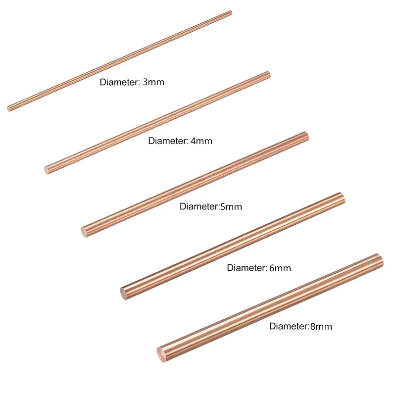 Color: Silver, Specification: 12mm - 1pcs Copper Round Bar Metal Rod Milling Metalworking 3mm 4mm 5mm 6mm 8mm-30mm Length50mm-300mm Copper Rod