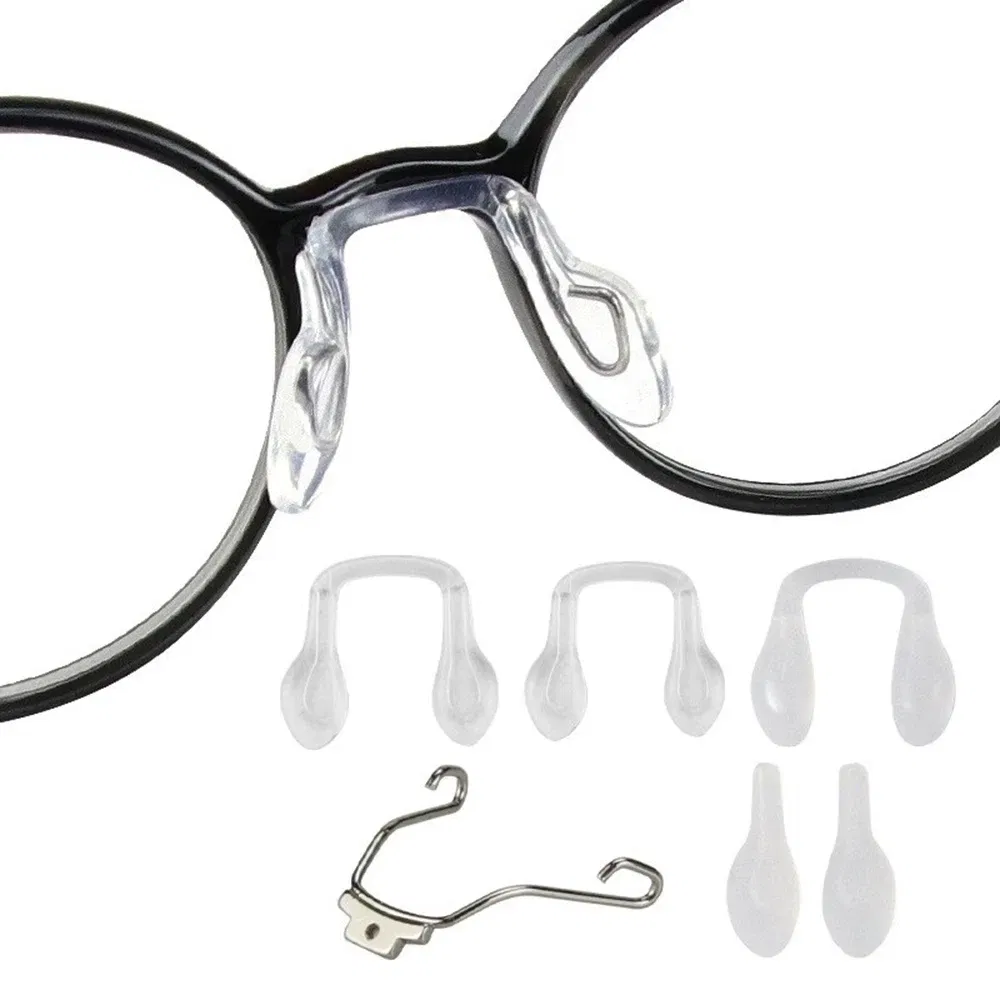 Color: Blue - 1pair Silicone U Shape Nose Pad Arm Eyeglasses Anti Slip Accesssory