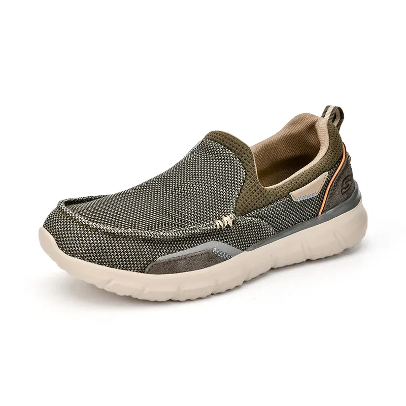 Color: Sky blue, Shoe Size: 40 - SKECHERS Men's Breathable Canvas Shoes Slip on Men Fashion Outdoor Sneakers Lightweight Boat Shoes Male Flats Driving Loafer