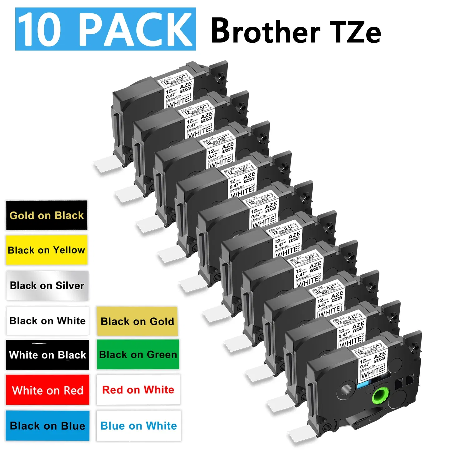 Color: K, Width: 6mm - Greencycle 10PK TZe 231 Label cassettes Compatible for Brother Ptouch Printer Black on white Label tape 6mm 9mm 12mm 18mm 24mm
